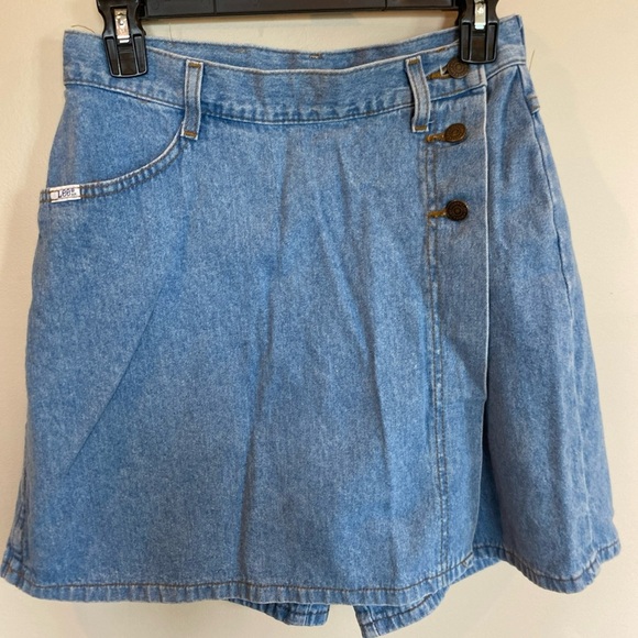 Vintage Lee Denim Skirt Faux Wrap Womens Size 10 - Picture 1 of 7